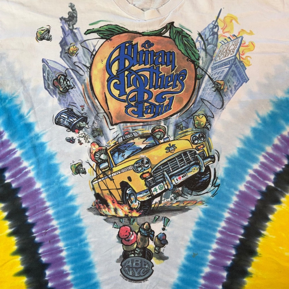 Vintage 1998 Allman Brothers Band Peakin at the Beacon Tie Dye Shirt Liquid Blue - Picture 2 of 11